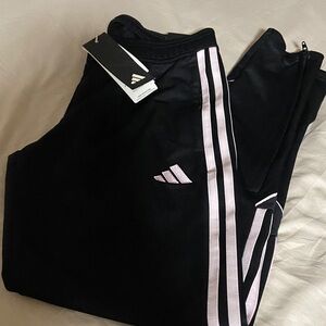 Adidas  women's Black Joggers with Light Pink Stripes